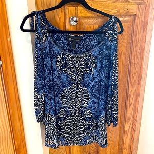 INC international concepts, size large, women’s, blue black cream, shoulders out